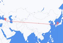 Lennot Takamatsusta, Japani Erzurumiin, Turkki