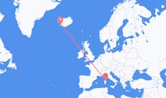 航班从意大利奥里维亚市到雷克雅维克市，冰岛塞尔