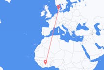 Flyreiser fra Bouaké, Elfenbenskysten til Billund, Danmark