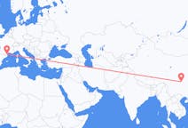 Flyg från Chongqing, Kina till Perpignan, Frankrike