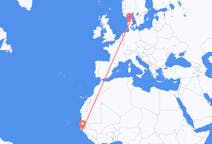 Flyg från Bissau, Guinea-Bissau till Karup, Mittjylland, Danmark