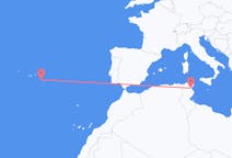 Vluchten van Enfidha, Tunesië naar Ponta Delgada, Portugal