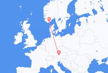 Vluchten van Salzburg, Oostenrijk naar Kristiansand, Noorwegen