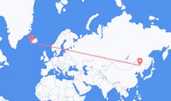 Vluchten van Daqing, China naar Reykjavík, IJsland
