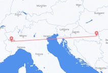 Flug frá Osijek, Króatíu til Tórínó, Ítalíu