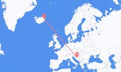 航班从波斯尼亚和黑塞哥维那巴尼亚卢卡市到埃伊尔斯塔济市，冰岛塞尔