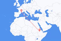 Flyreiser fra Gonder, Etiopia til Montpellier, Frankrike