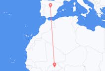 Flyrejser fra Ouagadougou til Madrid