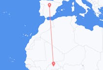 Flyreiser fra Ouagadougou, til Madrid