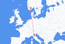 Flyg från Kristiansand, Norge till Florens, Italien