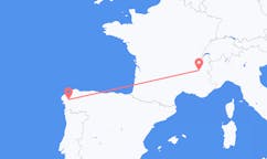 Flyrejser fra Santiago de Compostela, Spanien til Grenoble, Frankrig