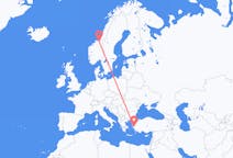 Flights from İzmir in Turkey to Trondheim in Norway