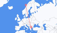 Flyreiser fra Sandnessjøen, Norge til Skiathos, Hellas