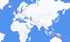 航班从澳大利亚汤斯维尔市到阿克雷里市，冰岛塞尔