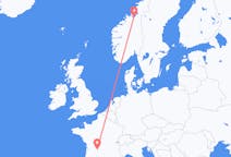 Flyg från Trondheim, Norge till Brive-la-gaillarde, Frankrike