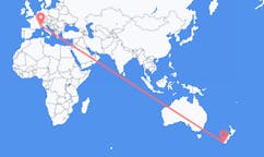 Vluchten van Invercargill, Nieuw-Zeeland naar Turijn, Italië