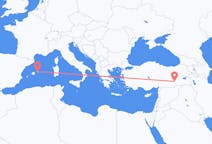 Flyreiser fra Diyarbakir, Tyrkia til Mahon, Spania