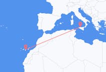 Vluchten van Las Palmas (ort i Mexiko, Veracruz, Tihuatlán), Spanje naar Palermo, Italië