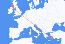 Flights from Rhodes in Greece to Belfast in Northern Ireland