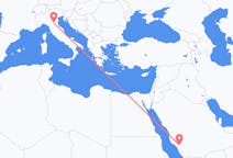 Vluchten van Al-Bahah, Saoedi-Arabië naar Bologna, Italië