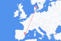 Flights from Castellón de la Plana in Spain to Aarhus in Denmark