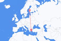 Vuelos de parikia, Grecia a turkú, Finlandia