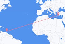 Flyg från Tobago, Trinidad och Tobago till Rhodes, England, Grekland