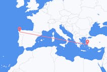 ギリシャのサモス島からから、スペインのサンティアゴ デ コンポステーラまでのフライト