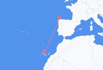 Vluchten van Santa Cruz de Tenerife, Spanje naar La Coruna, Spanje