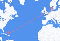 出发地 特克斯和凯科斯群岛南凯科斯岛目的地 丹麦比隆的航班