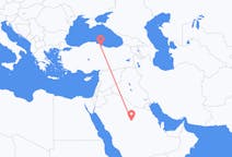 Loty z Al-Kasim, Arabia Saudyjska z Samsun, Turcja