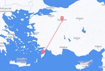 Vols depuis la ville d'Eskişehir vers la ville de Rhodes