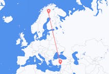 Flyg från Pajala, Sverige till Adana, Turkiet