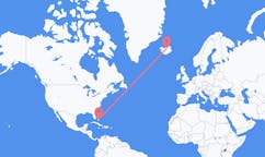 航班从巴哈马拿骚市到阿克雷里市，冰岛塞尔