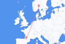 Flyreiser fra Oslo, Norge til Lourdes, Frankrike