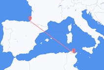 Vluchten van Tunis, Tunesië naar Biarritz, Frankrijk