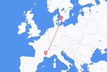 Vluchten van Kopenhagen, Denemarken naar Nîmes, Frankrijk