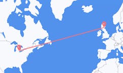 Flyreiser fra Detroit, USA til Dundee, Skottland