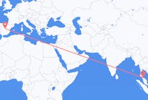Flyreiser fra Hat Yai, Thailand til Madrid, Spania