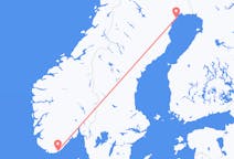 Vluchten van Lulea, Zweden naar Kristiansand, Noorwegen