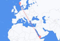 Flyreiser fra Balbala, Djibouti til Stavanger, Norge