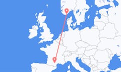 Flyg från Castres, Frankrike till Kristiansand, Norge