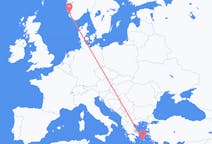Vluchten van Stavanger, Noorwegen naar Paros, Griekenland