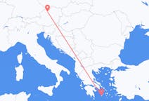 ギリシャのから プラカ (ミロス島)、オーストリアのへ リンツフライト