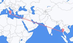 Flyg från Bokpyin, Myanmar (Burma) till Catania, Italien