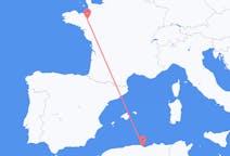 Loty z Béjaïa, Algieria z Rennes, Francja