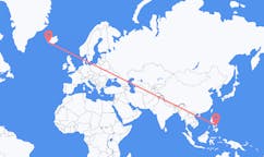航班从菲律宾独鲁万市到雷克雅维克市，冰岛塞尔