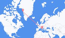 Vluchten van Upernavik, Groenland naar Rome, Italië