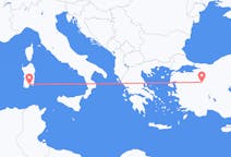 出发地 土耳其从屈塔希亚目的地 意大利卡利亚里的航班