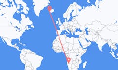 Flyreiser fra Ondjiva, Angola til Reykjavik, Island